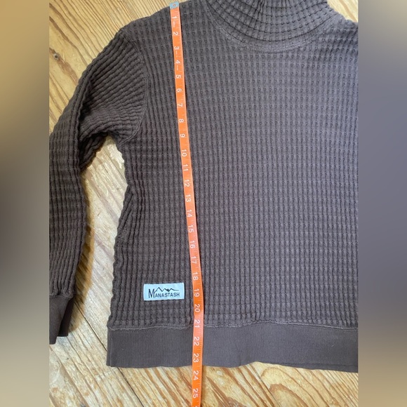 Manastash Mens Brown Snnuggle Thermal Bulky Neck Ribbed Sweater Small - Picture 11 of 12